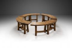 Set of Four Brutalist Wooden Benches France 1960s - 3834007