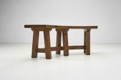 Set of Four Brutalist Wooden Benches France 1960s - 3834022