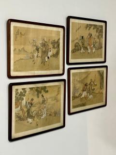 Set of Four Chinese Paintings in Rosewood Frames Signed 19th Century - 2848753