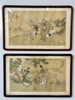Set of Four Chinese Paintings in Rosewood Frames Signed 19th Century - 2848755