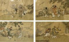 Set of Four Chinese Paintings in Rosewood Frames Signed 19th Century - 2849138