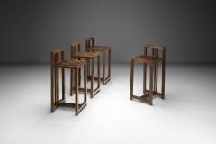 Set of Four Coconut Wood Bar Stools Europe Late 20th Century - 4242430