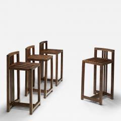 Set of Four Coconut Wood Bar Stools Europe Late 20th Century - 4248804