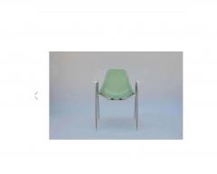 Set of Four Comfortable Turquoise Fiberglass Armchairs on Chrome Bases - 2876176