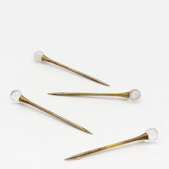 Set of Four Crystal and Gold Cocktail Stirrers or Picks - 3010468