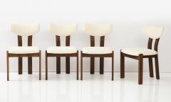 Set of Four Danish Teak Sculpted Upholstered Dining Chairs Denmark circa 1950 - 2722979