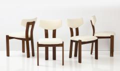 Set of Four Danish Teak Sculpted Upholstered Dining Chairs Denmark circa 1950 - 2722981