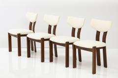 Set of Four Danish Teak Sculpted Upholstered Dining Chairs Denmark circa 1950 - 2722982