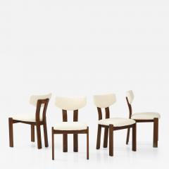 Set of Four Danish Teak Sculpted Upholstered Dining Chairs Denmark circa 1950 - 2729778