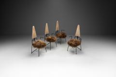 Set of Four Dining Chairs with Sheepskin Seats by Rach Finazzi Italy 1980s - 4174384