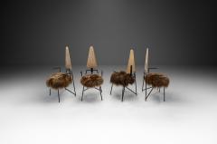Set of Four Dining Chairs with Sheepskin Seats by Rach Finazzi Italy 1980s - 4174385