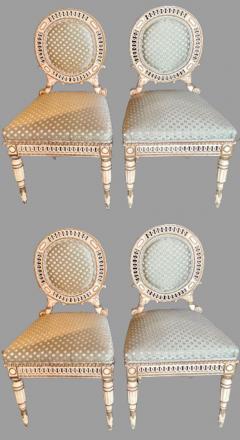 Set of Four Directoire Style Antique Side Chairs New Scalamandre Fabric 1930s - 2915361