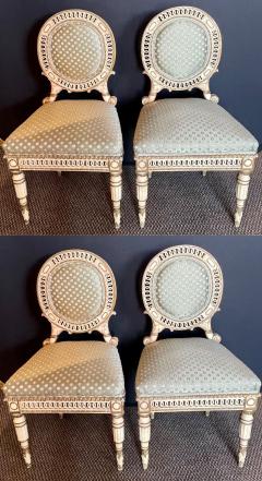 Set of Four Directoire Style Antique Side Chairs New Scalamandre Fabric 1930s - 2915362