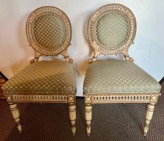 Set of Four Directoire Style Antique Side Chairs New Scalamandre Fabric 1930s - 2915366