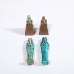 Set of Four Egyptian Antiquities Pair of Sarcophagus Faience Two Figurines - 2946459