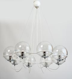 Set of Four Eight Branch 1960s Chandeliers with Blown Glass Globes - 3590373