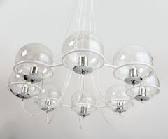 Set of Four Eight Branch 1960s Chandeliers with Blown Glass Globes - 3590375