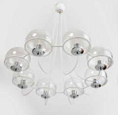 Set of Four Eight Branch 1960s Chandeliers with Blown Glass Globes - 3590376