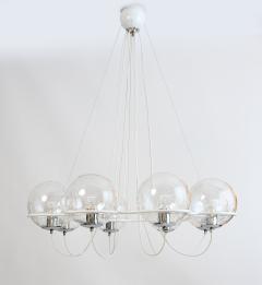 Set of Four Eight Branch 1960s Chandeliers with Blown Glass Globes - 3590379