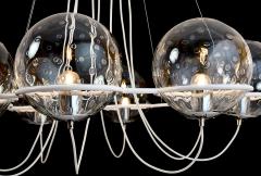 Set of Four Eight Branch 1960s Chandeliers with Blown Glass Globes - 3590380