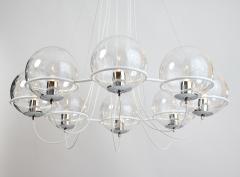 Set of Four Eight Branch 1960s Chandeliers with Blown Glass Globes - 3590382