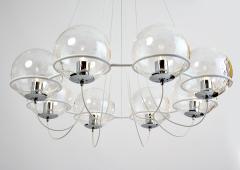 Set of Four Eight Branch 1960s Chandeliers with Blown Glass Globes - 3590383
