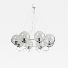 Set of Four Eight Branch 1960s Chandeliers with Blown Glass Globes - 3603375
