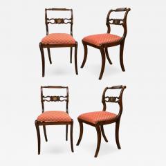 Set of Four English Regency Brass Inlay Side Chairs - 205664