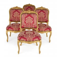 Set of Four English Victorian Louis XV Style Giltwood Chairs - 4678820