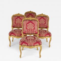 Set of Four English Victorian Louis XV Style Giltwood Chairs - 4678822