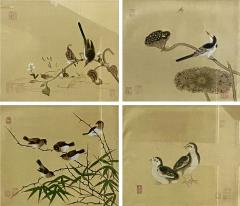 Set of Four Framed Chinese Silk Flower and Bird Paintings - 2541392