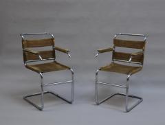 Set of Four French 1940s Tubular Chrome Frame Chairs - 386719