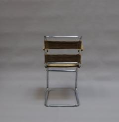 Set of Four French 1940s Tubular Chrome Frame Chairs - 386720