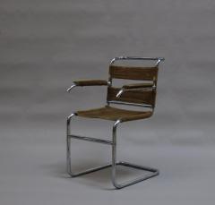 Set of Four French 1940s Tubular Chrome Frame Chairs - 386721