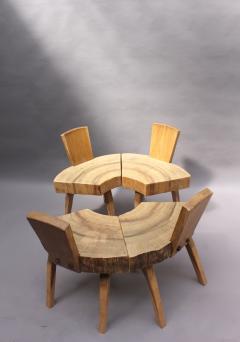 Set of Four French 1950s Organic Tree Trunk Slice Oak Chairs - 466559