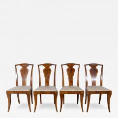 Set of Four French Art Deco Dining Chairs in Walnut and Bois de Rose circa 1920 - 4369116