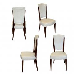 Set of Four French Mid Century Mahogany Side Chairs with Tall Backs - 4750078