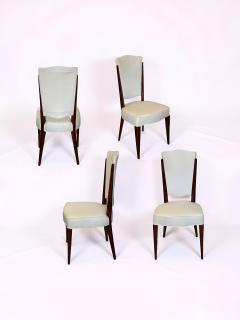 Set of Four French Mid Century Mahogany Side Chairs with Tall Backs - 4751658