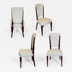 Set of Four French Mid Century Mahogany Side Chairs with Tall Backs - 4751670