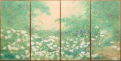 Set of Four Fusuma Sliding Door Panels Wild Lily Patch - 299915