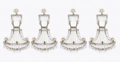Set of Four Impressive Starburst Gustavian Crystal Sconces - 4648471