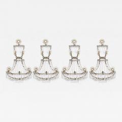 Set of Four Impressive Starburst Gustavian Crystal Sconces - 4648472