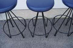 Set of Four Iron and Leather Bar Stools by Frederic Weinberg - 2643025