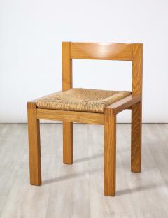 Set of Four Italian 1950s Oak and Rush Seat Dining Chairs - 2643370