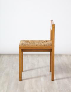 Set of Four Italian 1950s Oak and Rush Seat Dining Chairs - 2643371