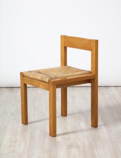 Set of Four Italian 1950s Oak and Rush Seat Dining Chairs - 2643372