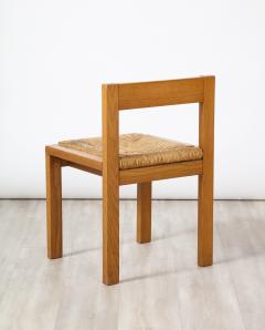 Set of Four Italian 1950s Oak and Rush Seat Dining Chairs - 2643374