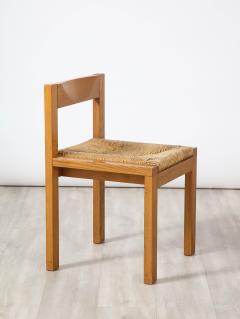 Set of Four Italian 1950s Oak and Rush Seat Dining Chairs - 2643375