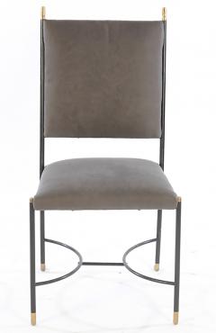 Set of Four Italian Iron and Bronze Chairs with Stretcher Base - 1156606