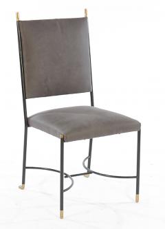 Set of Four Italian Iron and Bronze Chairs with Stretcher Base - 1156607